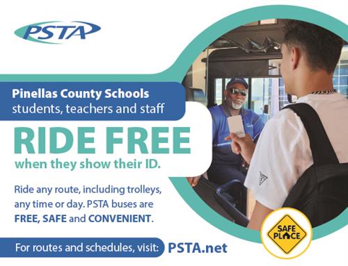 Pinellas County Schools students, teachers and staff Ride Free when they show their ID